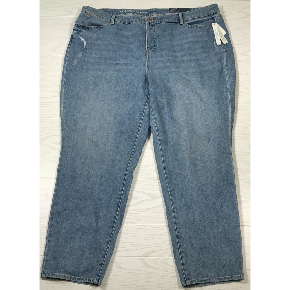 Talbots Flawless Slim Ankle Jeans Women 24W Plus Size Blue Stretch High Rise New
